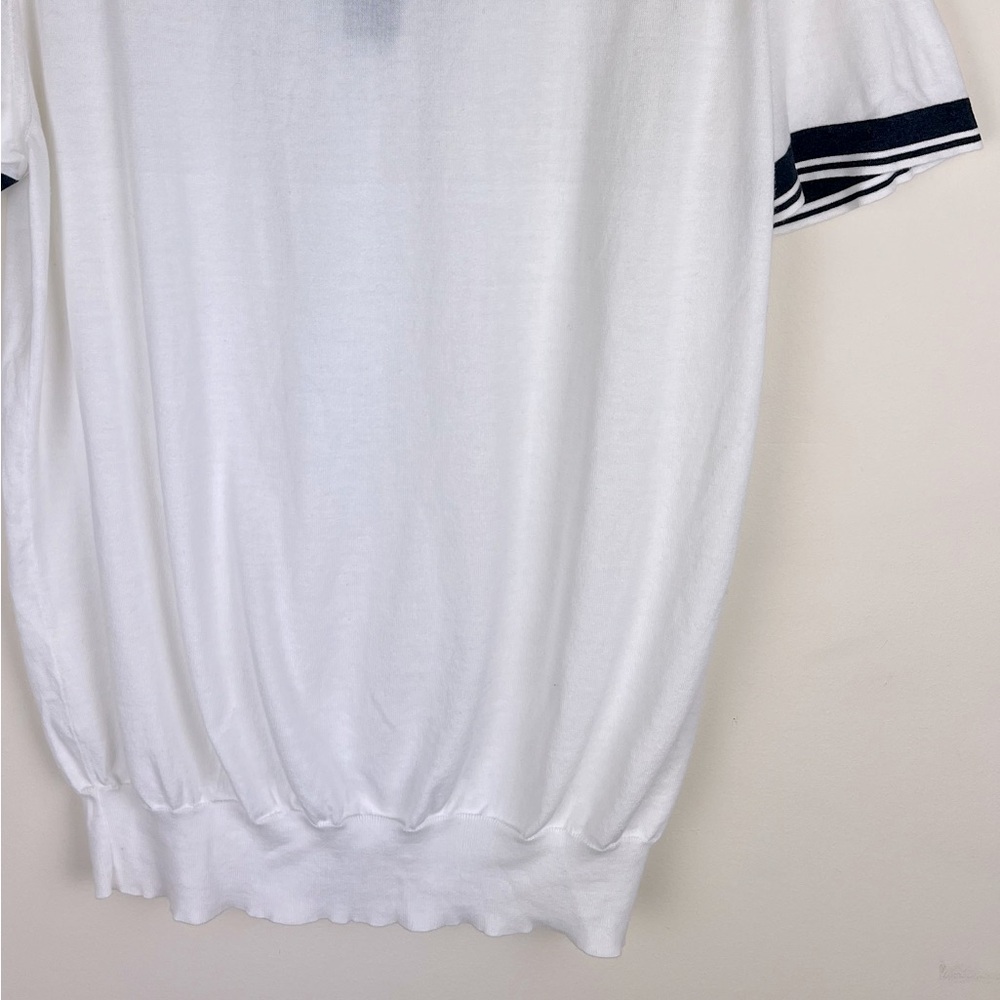 Michele Negri Italian Lightweight Knit Nautical Preppy Quiet Luxury Polo Shirt M - Picture 7 of 8